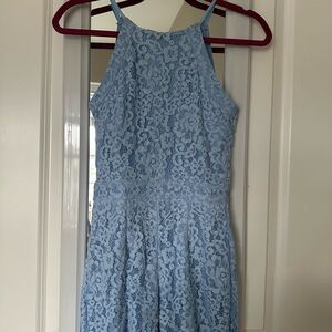 Aqua Light Blue Lace Romper
